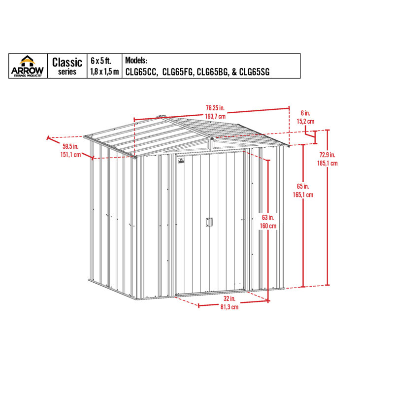 6 ft. x 5 ft. Blue Grey Galvanized Steel Storage Shed