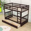 Lit simple superposé simple avec tiroirs de rangement et échelle-629192530