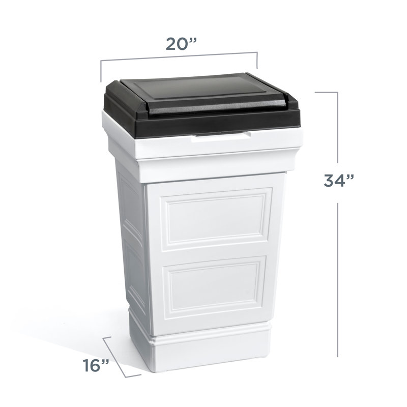 Atherton Classic White 30 Gallon Outdoor Plastic Garbage Can