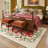 Abraham Tigris Floral Machine Washable Beige / Red Indoor Area Rug with Non-Slip Backing-541243316