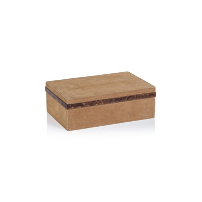 Suede Decorative Box with Burlwood Trim