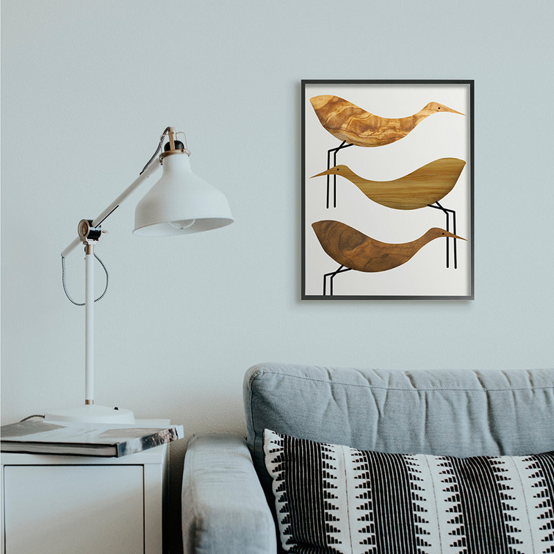 «Abstract Abstract Wood Storks Rustic Birds» par Daphne Polselli, reproduction d'art graphique, H 30 po x l 24 po x 1,5 po
