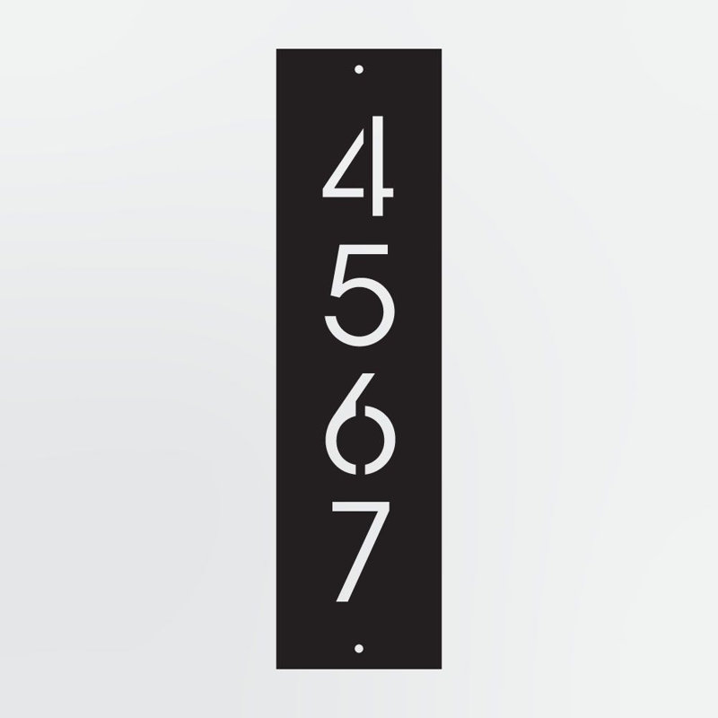 Plaque d'adresse verticale, numéro de maison moderne avec encadrement uni et plaque personnalisée en métal, 4 chiffres