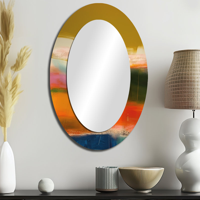 Colorfields Revisted - Modern Oval Wall Mirror, 36" x 24"
