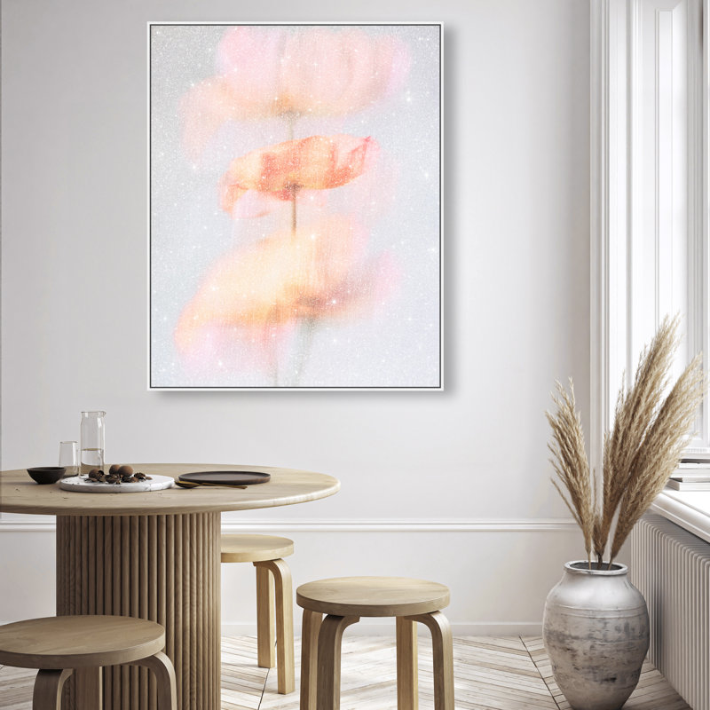 Glitchy Bloom Graphic Art Canvas, 37"H x 46"W, White Floater Frame