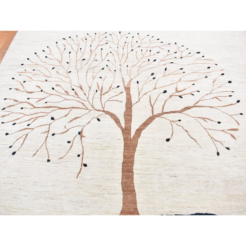 Tapis ivoire en laine noué à la main 9 pi 8 po x 13 pi 8 po Gabbeh 8517B23C575D466BBD754ACA3AF34B57
