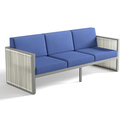 Ezell 3-Seat Outdoor Sofa, Weatherproof PE Rattan & Thick Cushions For Patio, Garden