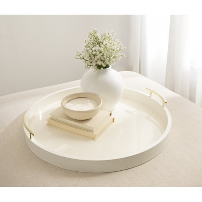 Lipton Modern Round Ottoman Tray with Handles