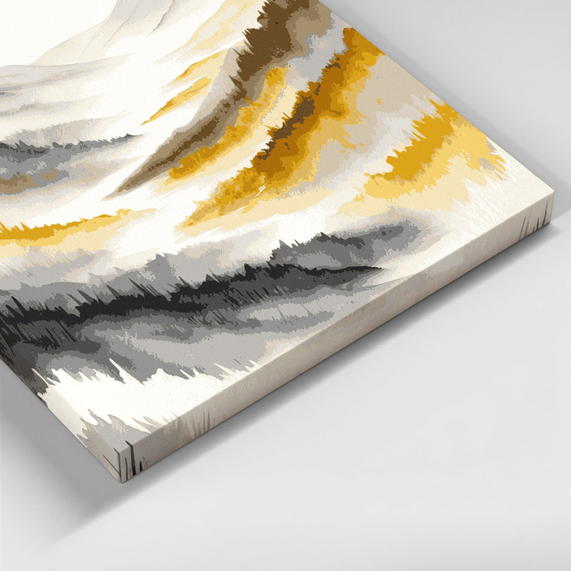 Aquarelle, paysage, toile beige, H 32 po x l 32 po