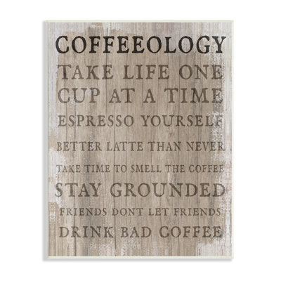 «Rustic Coffeeology Sign», Espresso, Positif, Expressions, Drink Puns, toile tendue XXL par Daphne Polselli