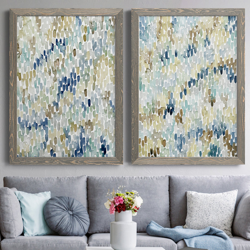 River Wavelet I - ensemble de 2 reproductions d'art sur toile, H 43,5 po x l 31,5 po x P 1 po, Toile avec cadre gris