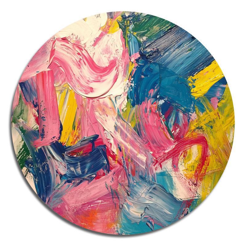 Peinture abstraite rose rouge, Fight Fight II, H 16 po x l 16 po