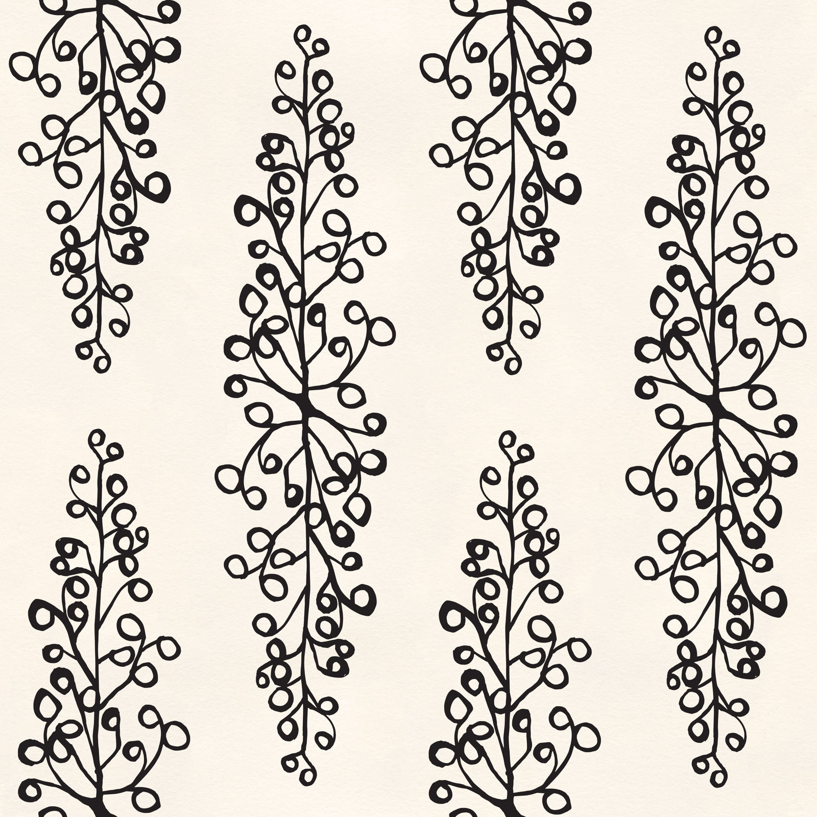 Kirk Modern Floral Wallpaper, Cream/Black