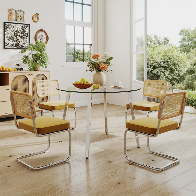 Ensemble de salle à manger 5 pièces, H 29,5 po x L 36 po x l 36 po, Jaune