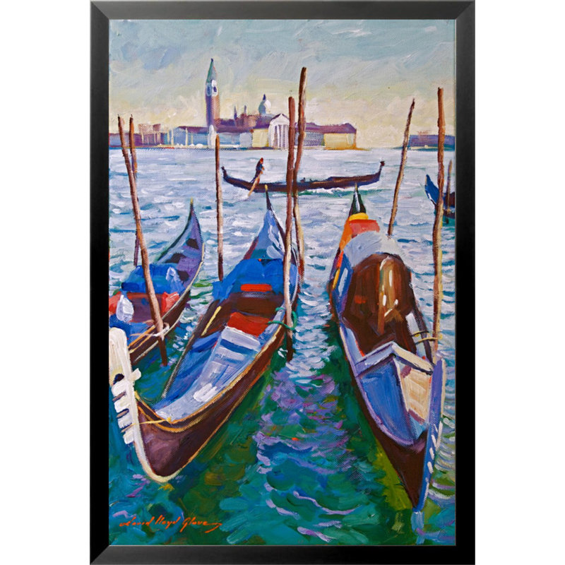 «Venice Gondolas» par David Lloyd Glover, reproduction d'art encadrée, H 18 po x l 12 po x P 1,25 po