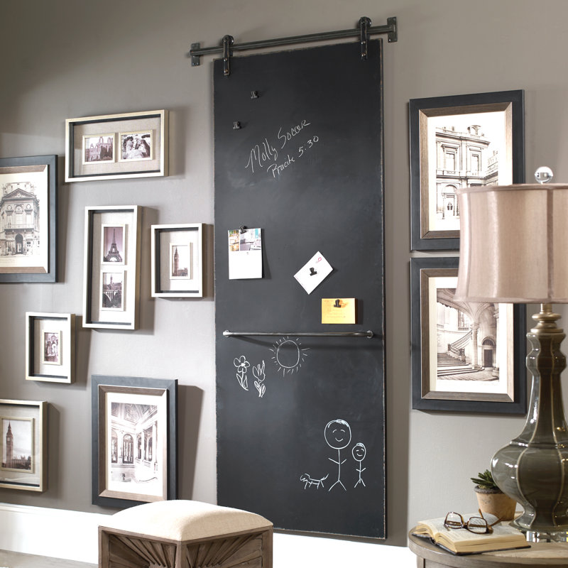 Black Metal Magnetic Chalkboard with Clip Magnets