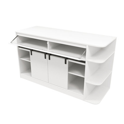 White MDF Aquarium Stand for 55-75 Gallon Tanks with LED Light and Power Outlets