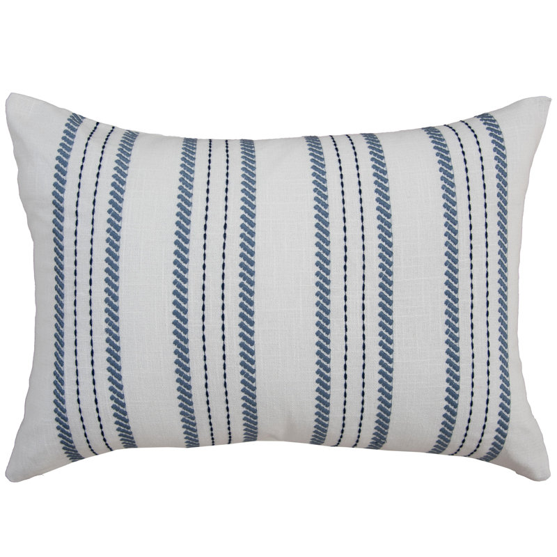 Coussin 100% coton, Polyester, Bleu / blanc