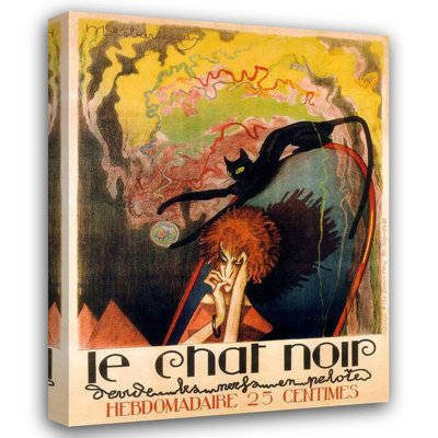 Toile tendue avec châssis Lark Manor ™, collection Apple Vintage, titrée: Le Chat Noir 2