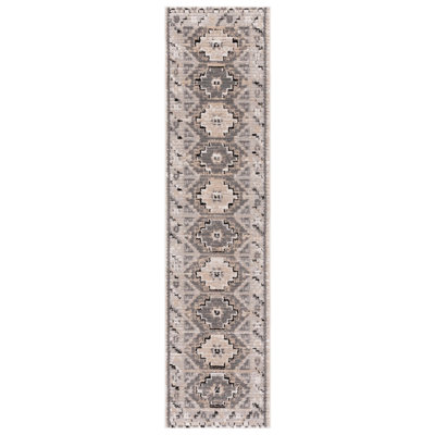Tapis rectangulaire en polyester tissé à la machine de style sud-ouest beige / gris / brun Markes