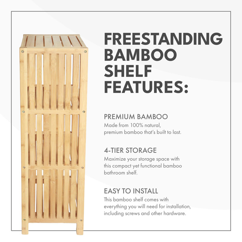 Jenelle 34" H Freestanding Wooden Bathroom Shelf