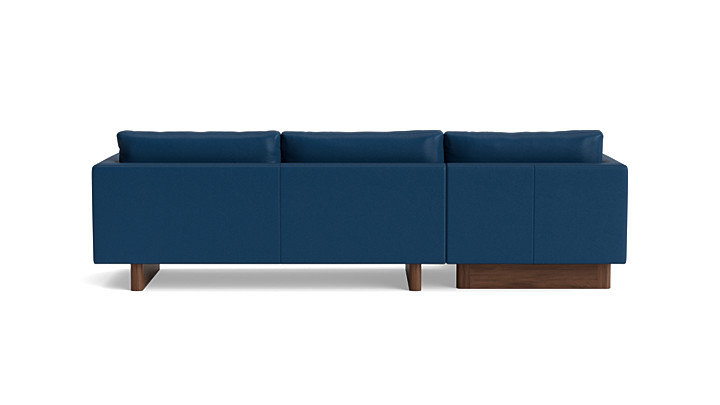 Vintage Leather Sofa with Chaise (105"), Chaise on Left, Leather - Deep Blue