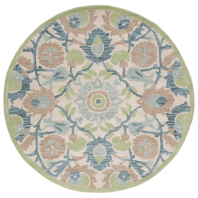 Antiquity Hand Tufted Wool Floral Rug, Round 6'