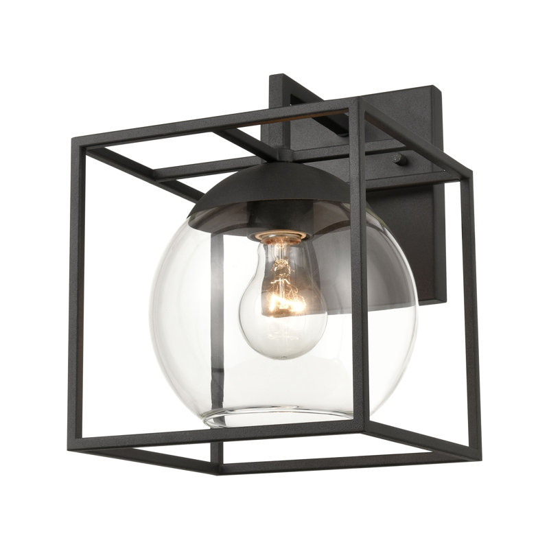 Applique murale d'extérieur 1 lumière cubique de 11 po de hauteur - Gris anthracite, H 11 po x l 8 po x P 9 po