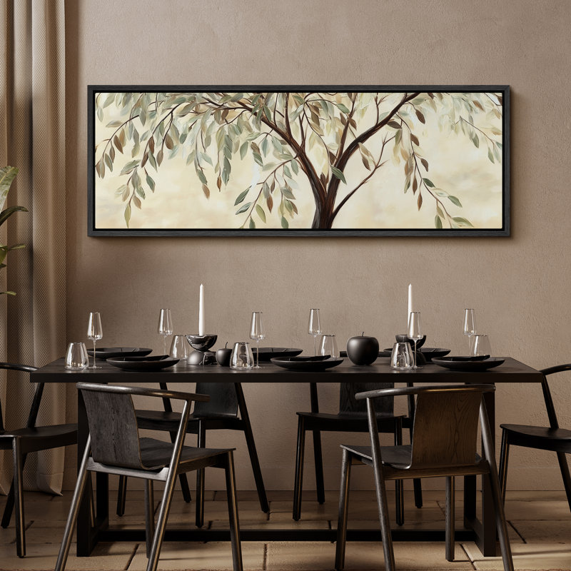 «Tree Green Leaves», impression sur toile encadrée surdimensionnée, H 20 po x l 60 po, Noir, noir, noir, noir