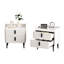 De 2 tables de chevet blanches, table de chevet avec tiroirs et plateau de table en marbre, convient au salon de la chambre à coucher, à l'unité, étuis à pieds ronds Scratch 2, tiroirs de table, décor moderne, bout de pièce-625248820-625248821