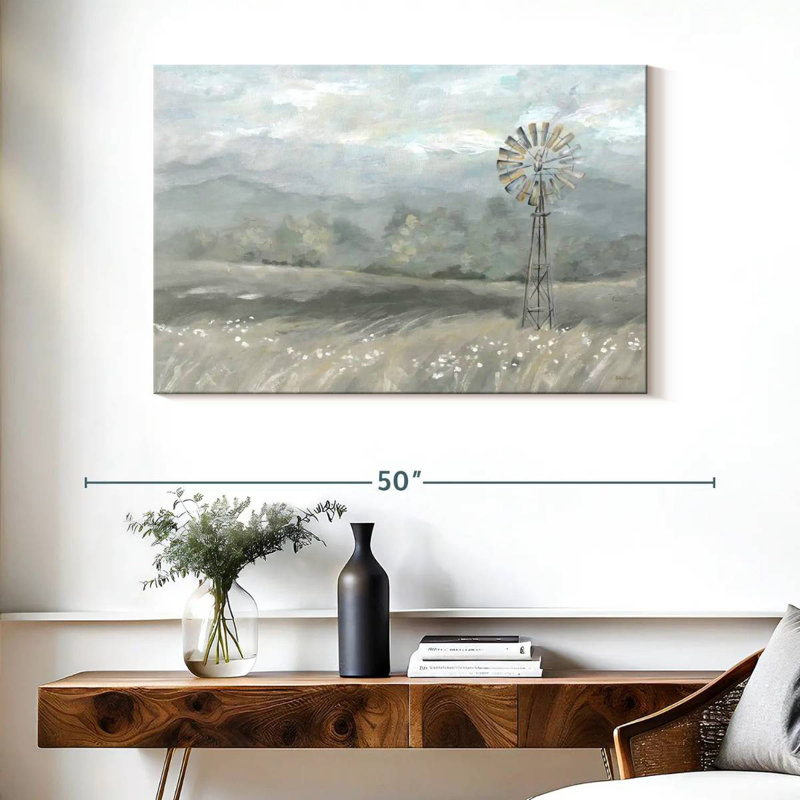 Paysage champ de campagne pré neutre, H 26 po x l 39 po