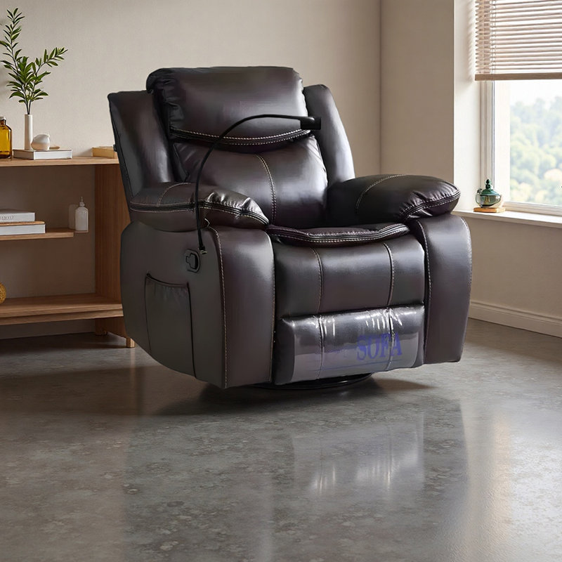 Ergonomic Luxury Recliner with Storage, Brown