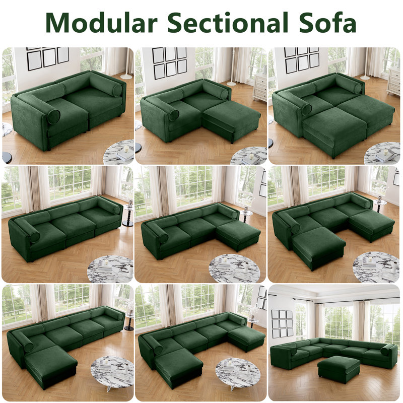 Canapés en chenille de 109 po avec siège de rangement, Vert