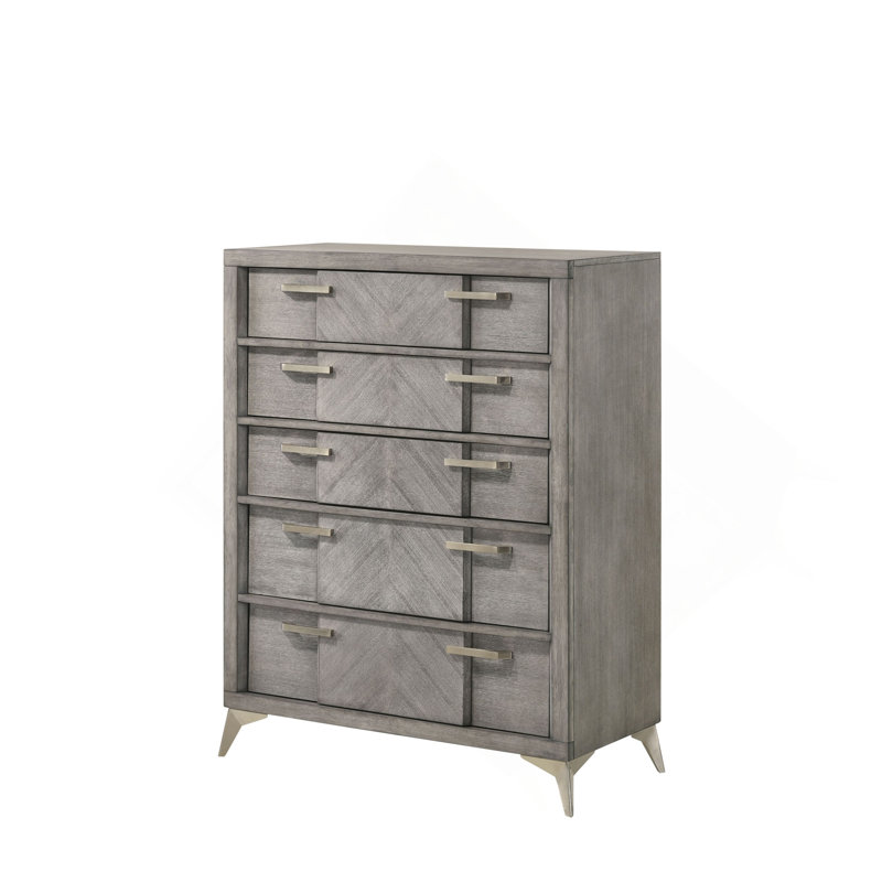 Commode 5 tiroirs avec placages assortis