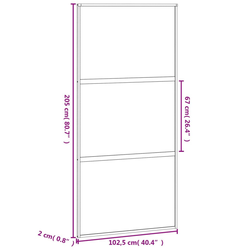 Aesa Glass Sliding Doors, 205cm H x 102.5cm W