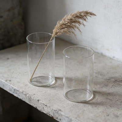 Ensemble de 12 vases en verre transparent