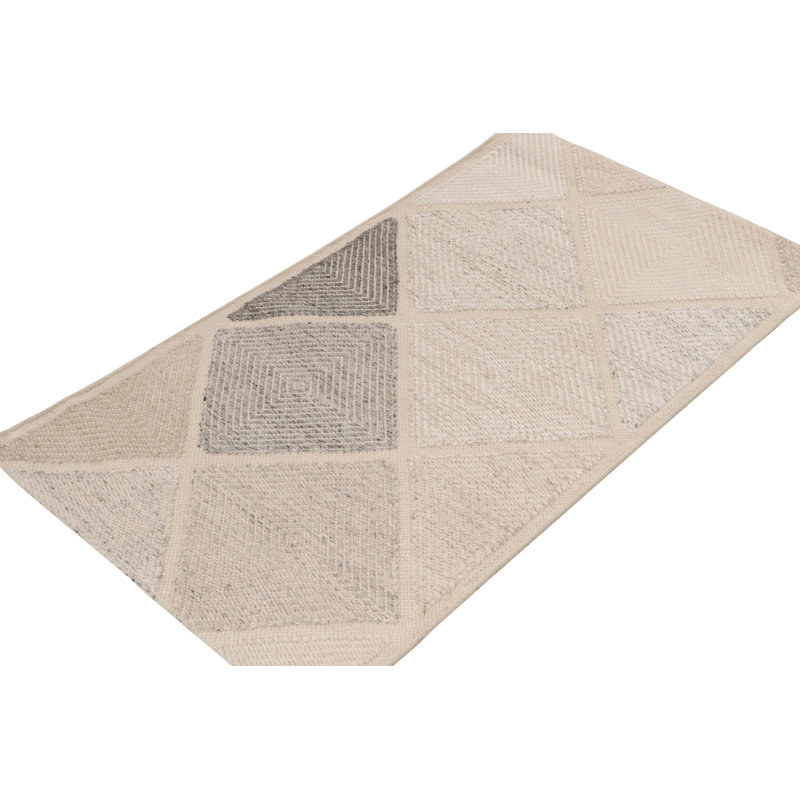 Scandinavian Wool Geometric Area Rug, Recatangle 10' x 14'