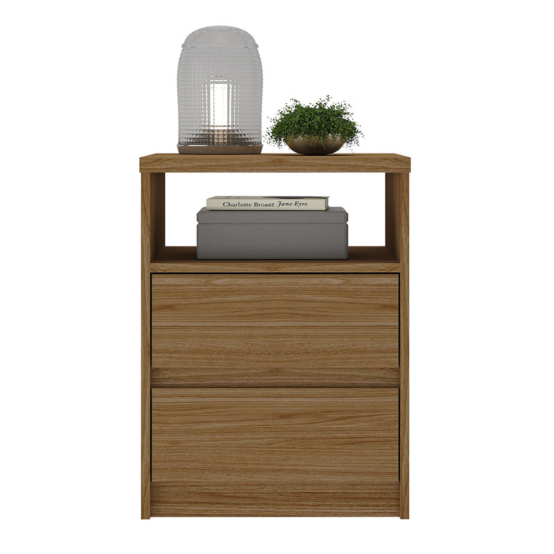 Table de chevet 2 tiroirs Jerelly, Noyer