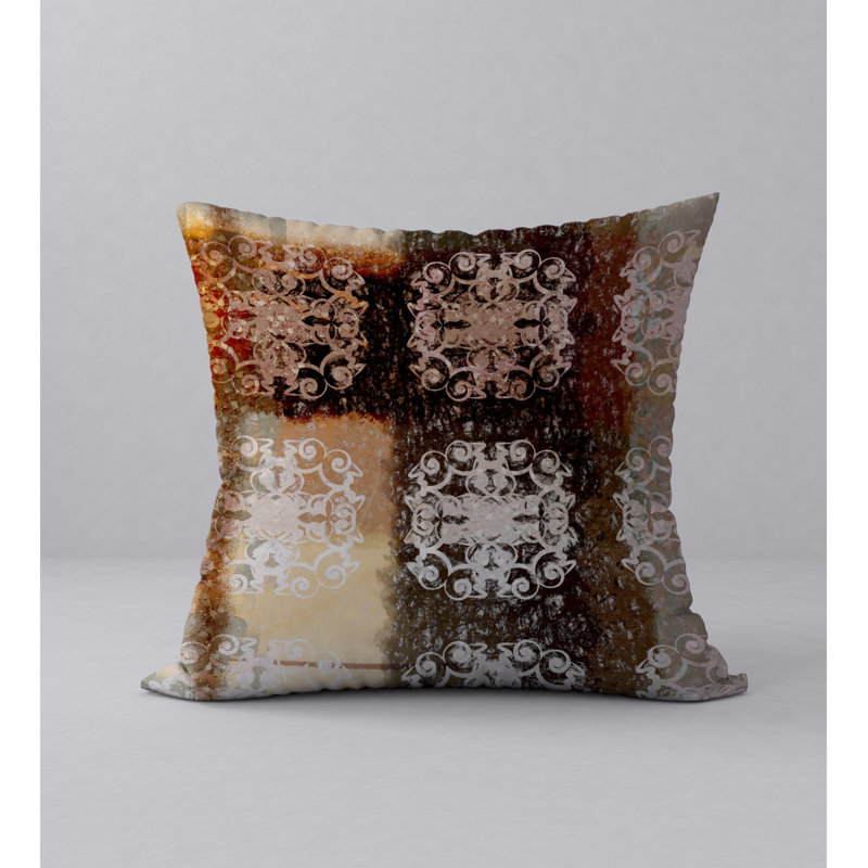 Achetez une housse de coussin carré et un insert Thoroughbred, 20 po X 20 po, Beige / rouge / brun géométrique