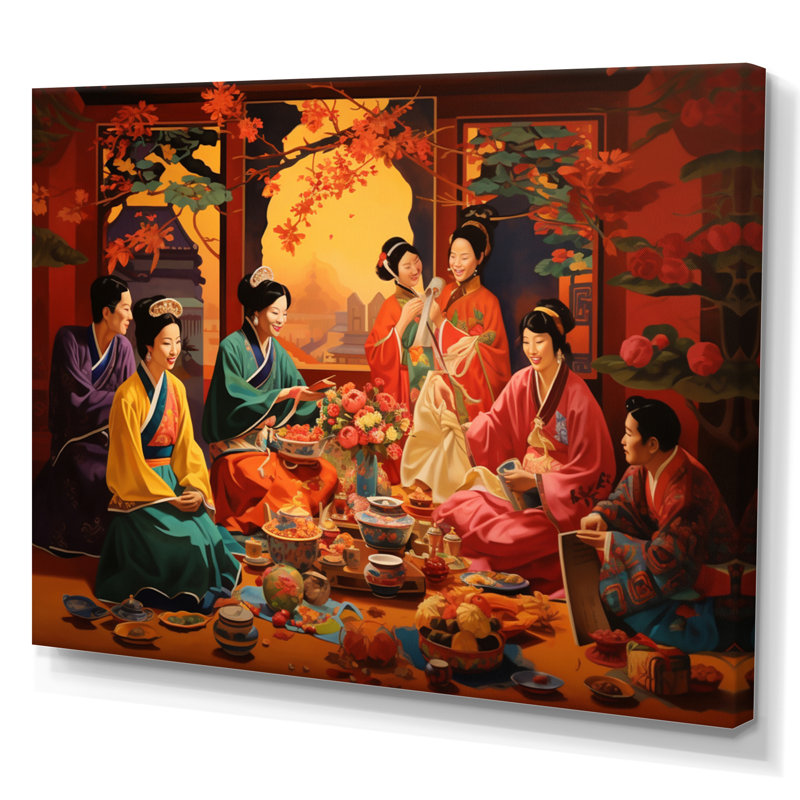 Asian Art Festive Celebration - impression, H 16 po x l 32 po x P 1 po, Toile tendue