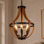 Luminaire suspendu 6 lumières grain de bois