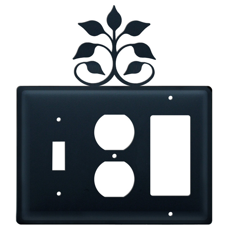 Leaf Fan 3-Gang Duplex Outlet / Toggle Light Switch / Rocker Combination Wall Plate