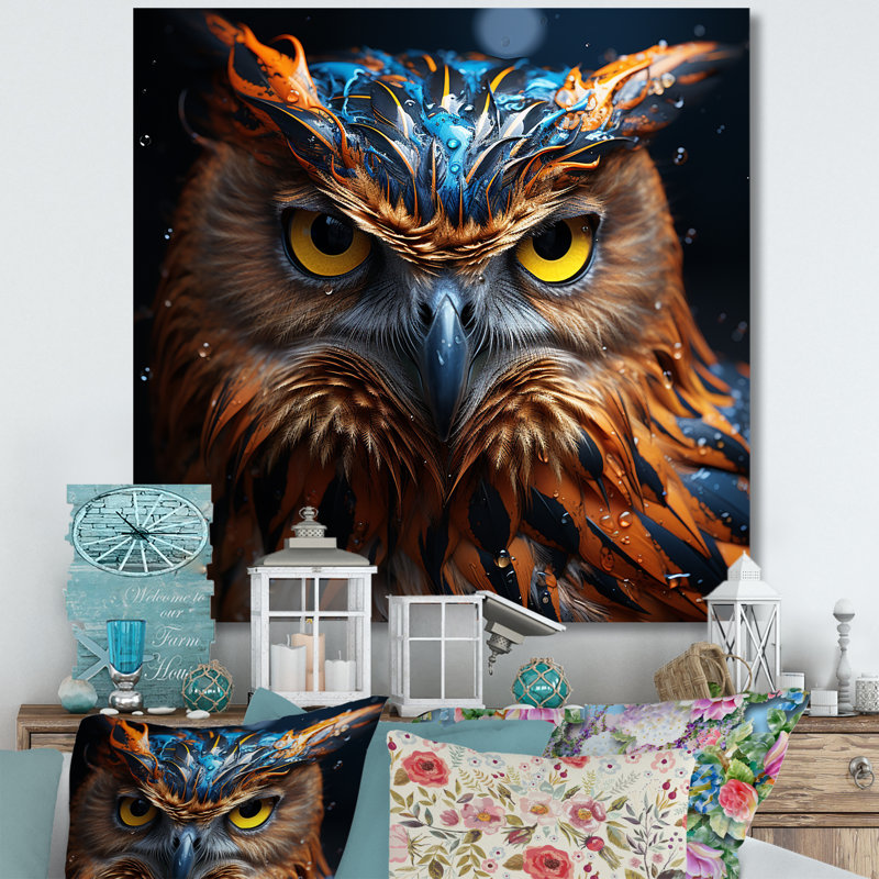 Portrait de chouettes sagesse III, H 30 po x l 30 po x P 1 po, Toile tendue