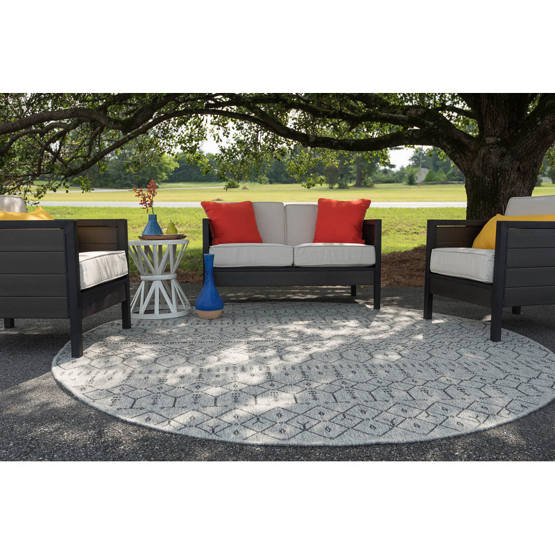 Tapis gris / gris anthracite Bourke, Rond 5 pi 1 po