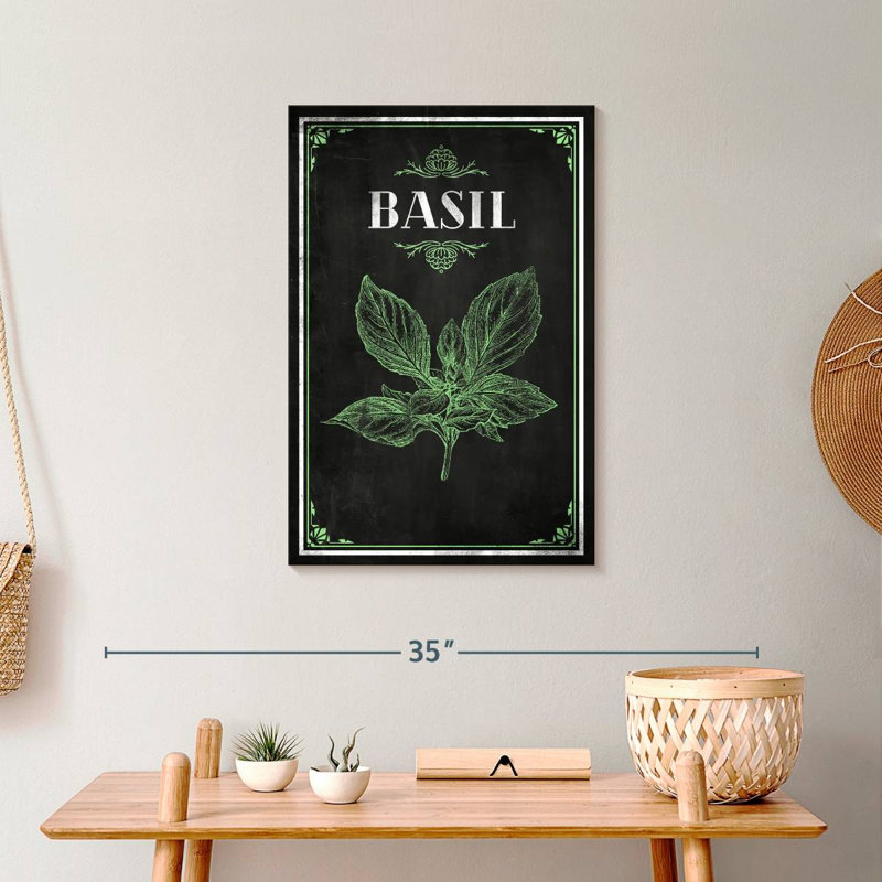 Basilic frais sur toile, H 24 po x l 16 po x P 1,25 po