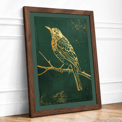 Golden Songbird Japandi - Framed Print