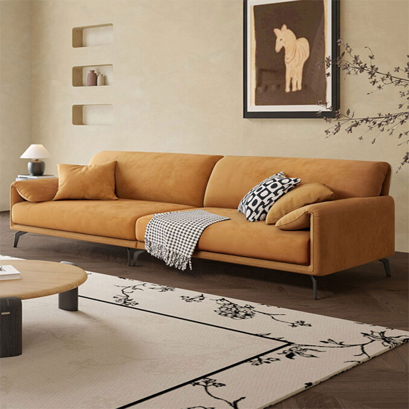 Canapé modulaire 110,24 po en suède mat à oreilles d'éléphant, L 110,24 po x P 35,43 po x H 33,86 po