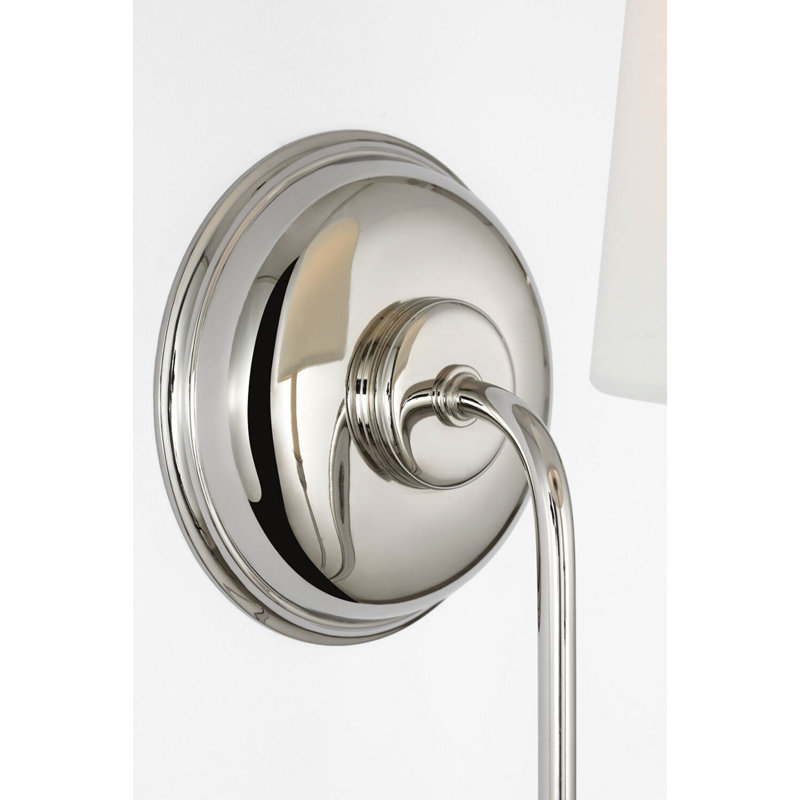 Vendome 21" Deep Arm Cordless Sconce with Linen Shade, Polished Nickel