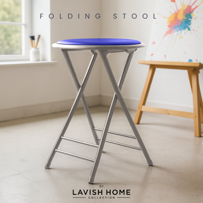 Tabouret pliant sans dossier 24 pouces Lavish Home avec capacité de 225 lb (bleu royal)