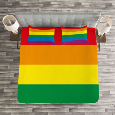 Addiel Green/Yellow/Orange Microfibre Bedspread Set